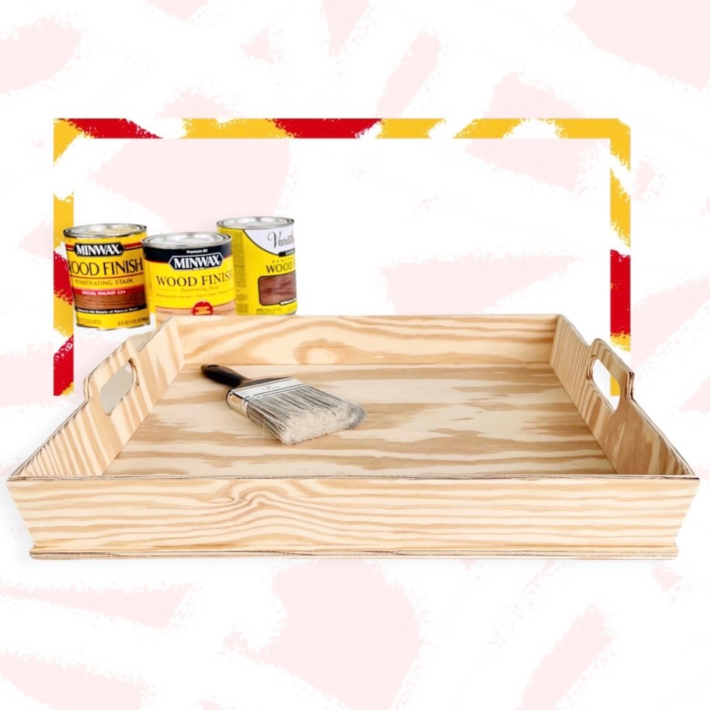 DIY Handmade Tray Pinewood Unfinished Handles Rustic